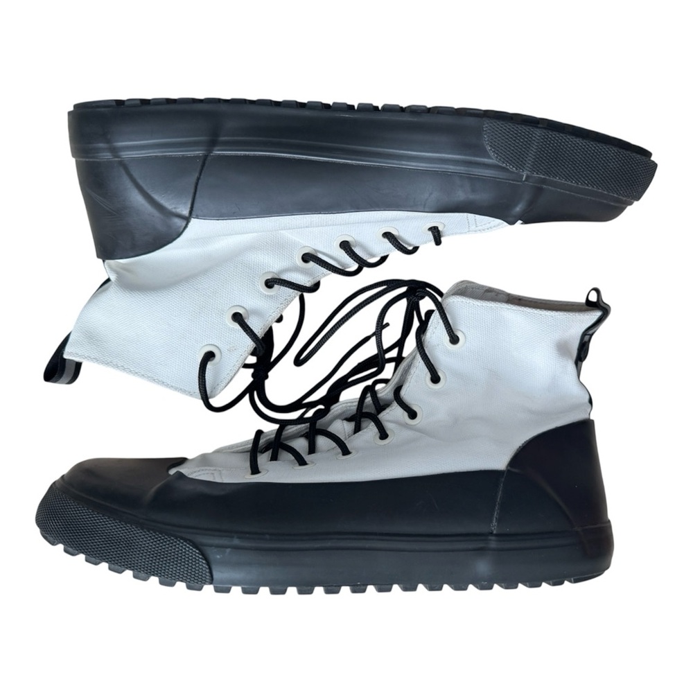 HUNTER Unisex Target White Black Dipped Canvas High-Top Sneakers-Size M 11/W 13